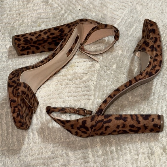Forever 21 animal print brown ankle strap platform sandals heels sz 7 - Picture 4 of 6